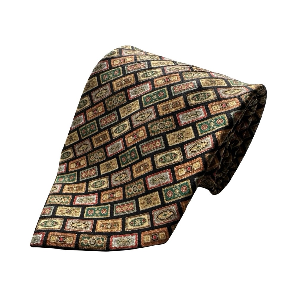 Stefano Ricci Black Geometric Boxes AOP Pure Silk Men’s Tie 4 Inch Width
